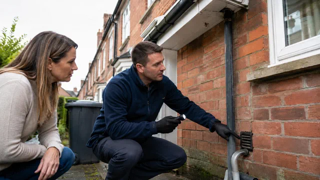 Pest control technician pointing out an airbrick during an inspection at a Dublin terraced house